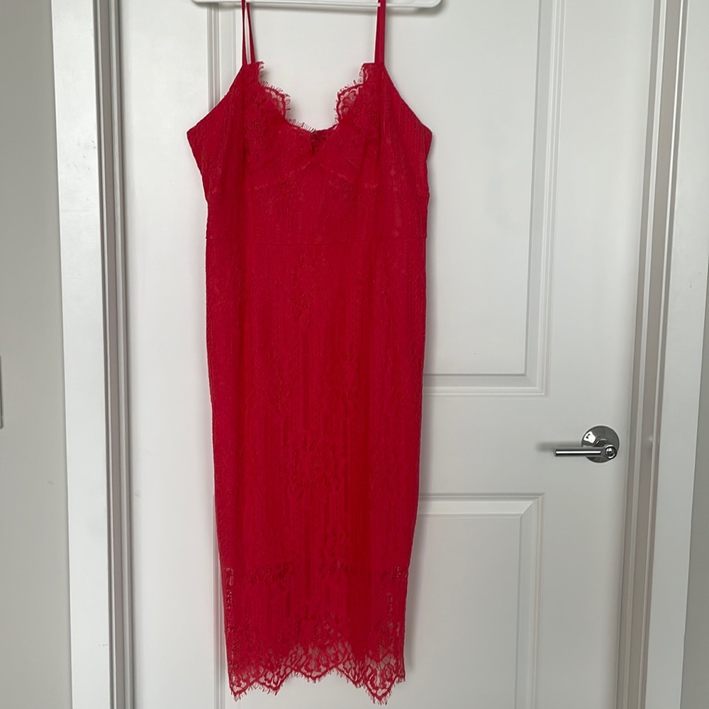 Lace Pink Dress with Back Slit